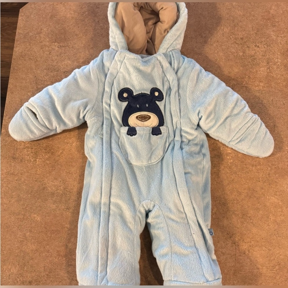 Wippette Kids - Light Blue Baby Snowsuit, Size 3/6M